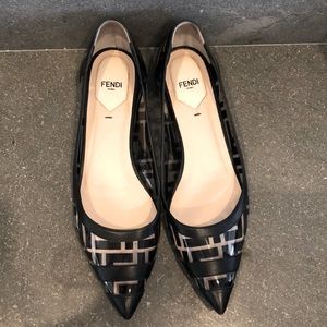 Fendi Black PVC Colibri Clear Leather Flat